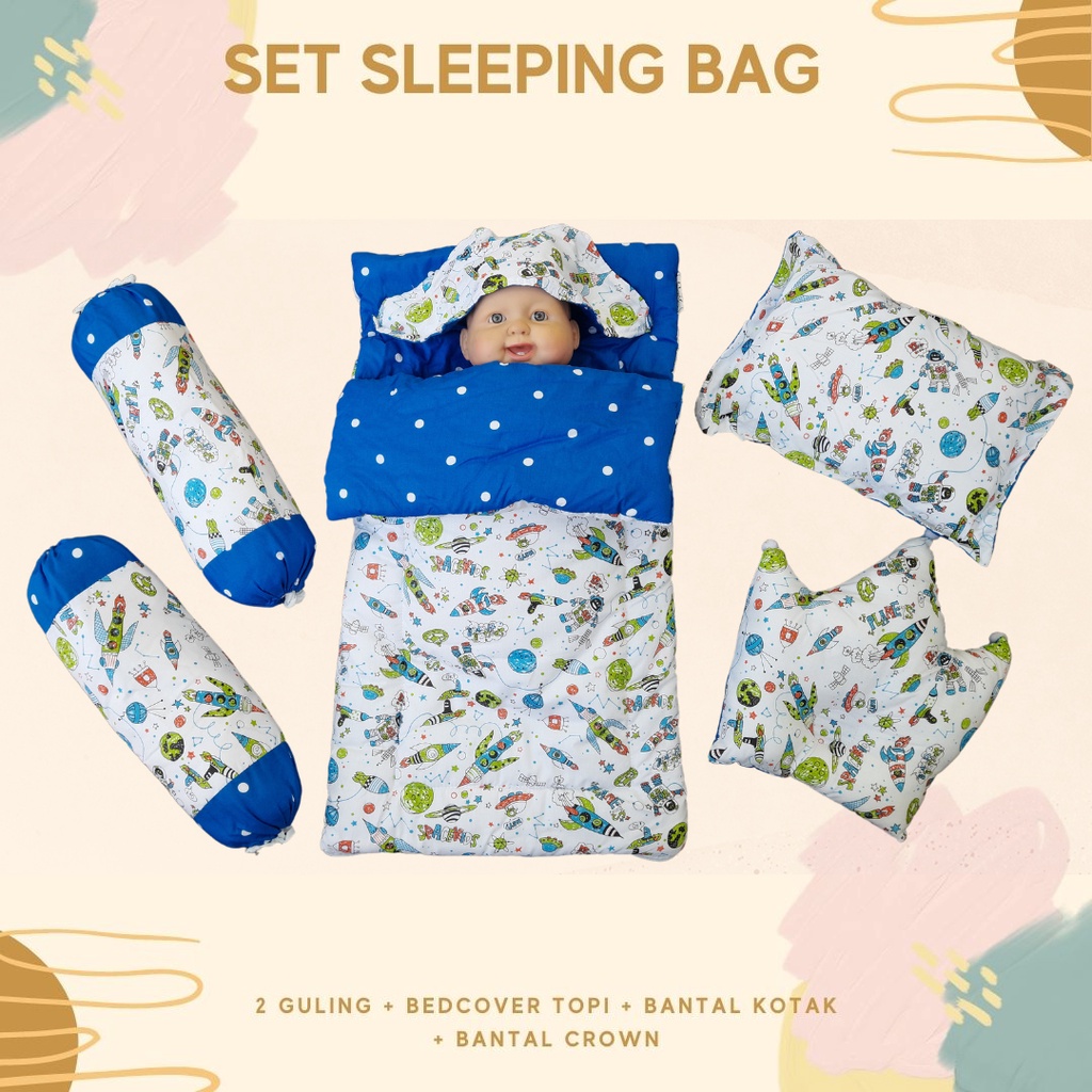 ROCKET SET SLEEPING BAG LENGKAP MULTIFUNGSI - Selimut Bayi bc akachan guling bedset