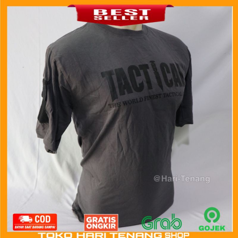 KAOS TACTICAL PENDEK ABU GELAP KAOS LOCAL