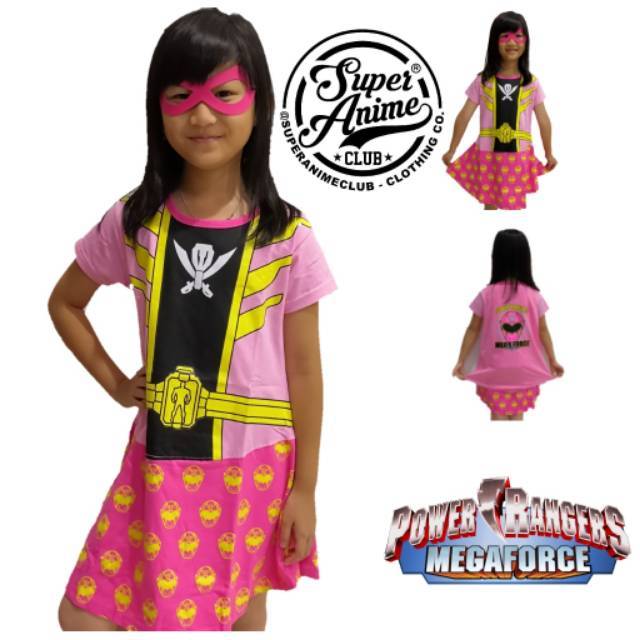 Dress Kostum Anak Cewek Power Rangers Pink Mega Force
