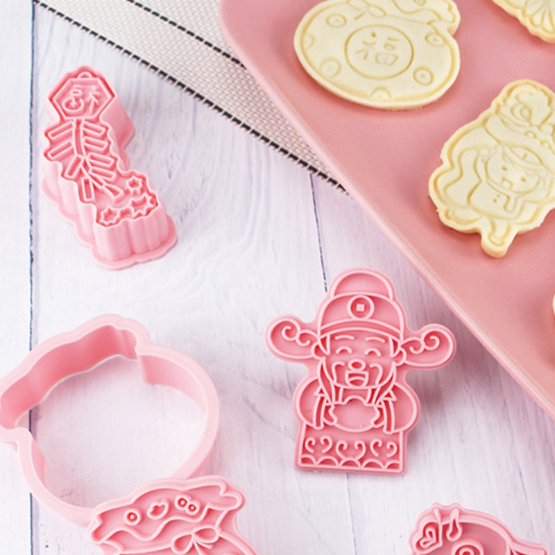 Gro 6pcs Cetakan Cookies / Cookies DIY Bahan Plastik Untuk Festival Musim Semi