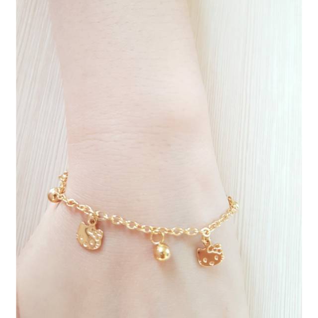 SET Gelang Tangan &amp; Kaki Titanium Gold Jurai Kitty &amp; Mickey