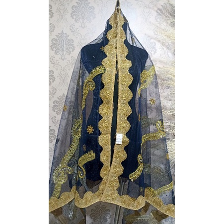 Selendang india ori / dupatta india / selendang pengantin indial-Navy 1