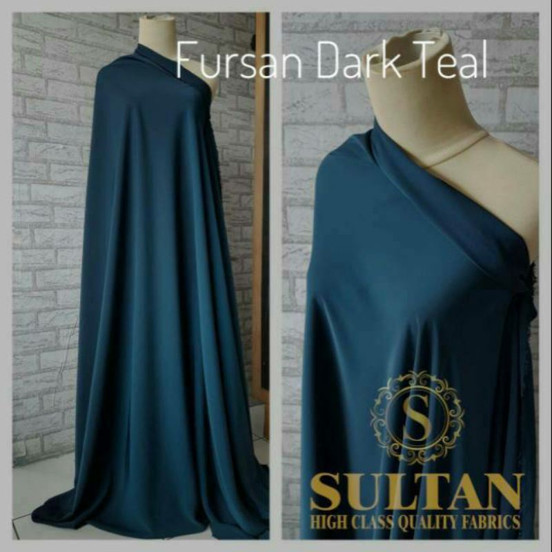Kain fursan silk dark teal polos, harga per 1/2 meter