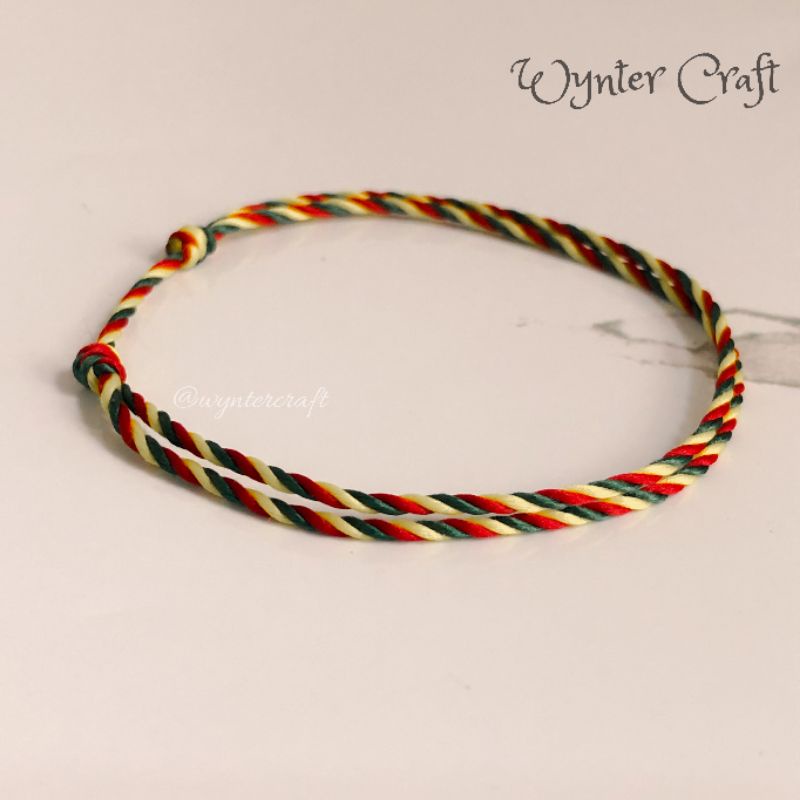 WA128 Gelang Unisex Polyester Simple Knot Rasta, Biru, Hitam, Putih by Wynter Craft