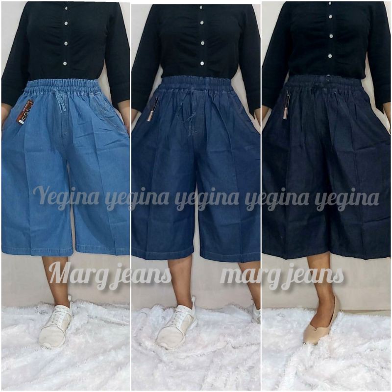 KULOT PENDEK 7/8 JEANS STANDAR JUMBO BIGSIZE