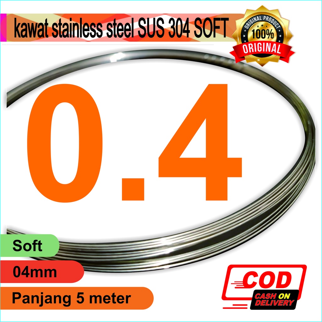 Kawat Stainless Steel 304 Soft 0.4 mm 5 meter