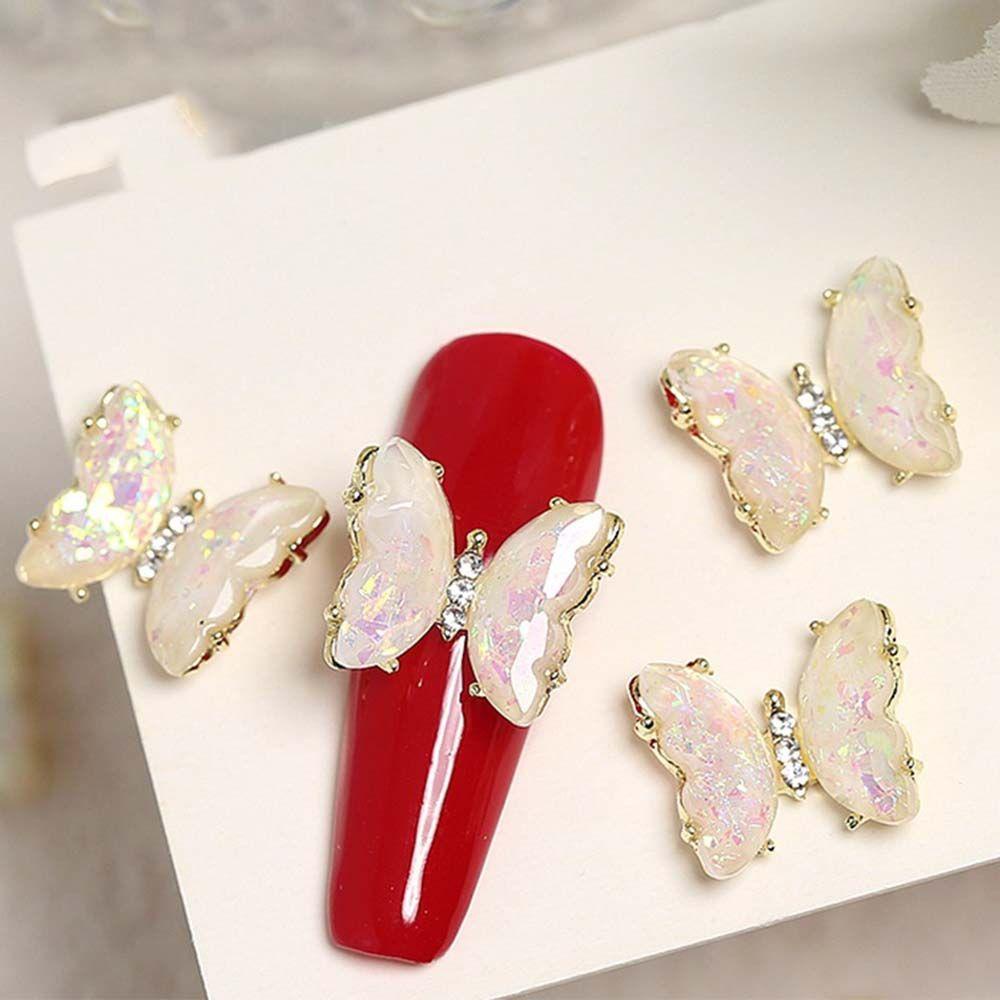 AUGUSTINA Agustina Kupu-Kupu Kuku Berlian Buatan Mewah Fashion Manicure Nail Art Ornamen Aksesoris Kuku Kristal Nail Art Perhiasan