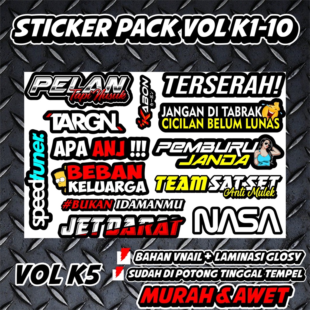 STICKER PACK RACING MOTOR BALAP MURAH LAMINASI GLOSY SUDAH CUTING TINGGAL TEMPEL