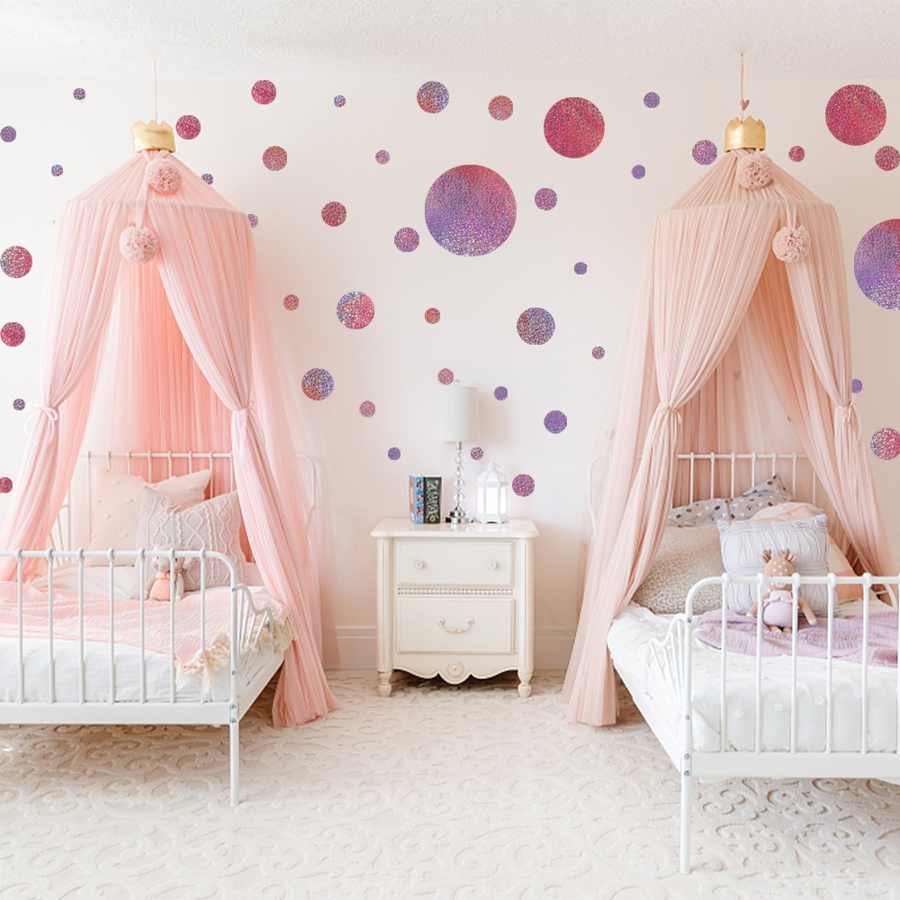 Stiker Dinding Motif Titik Bulat Warna-Warni Untuk Dekorasi Kamar Tidur Anak