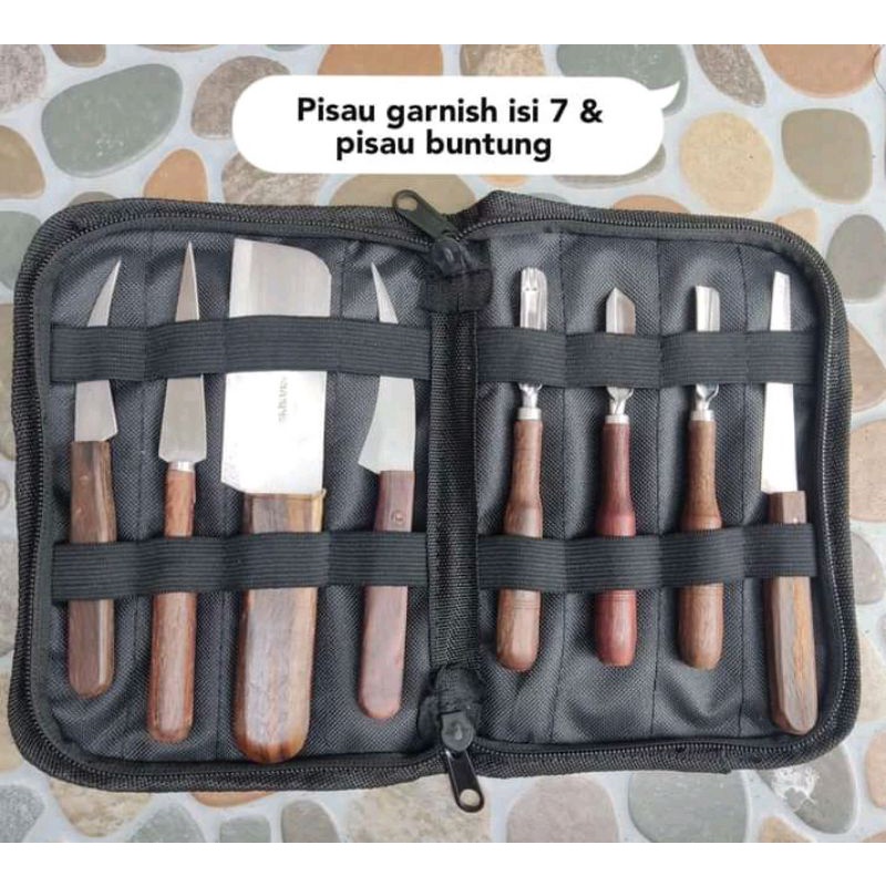 pisau ukir buah/pisau carving/pisau garnish satu set dompet