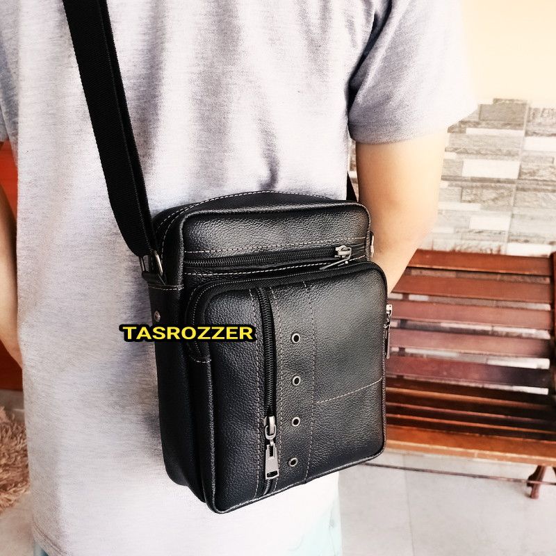 NEW Tas selempang pria kulit sapi asli 100% model mata itik