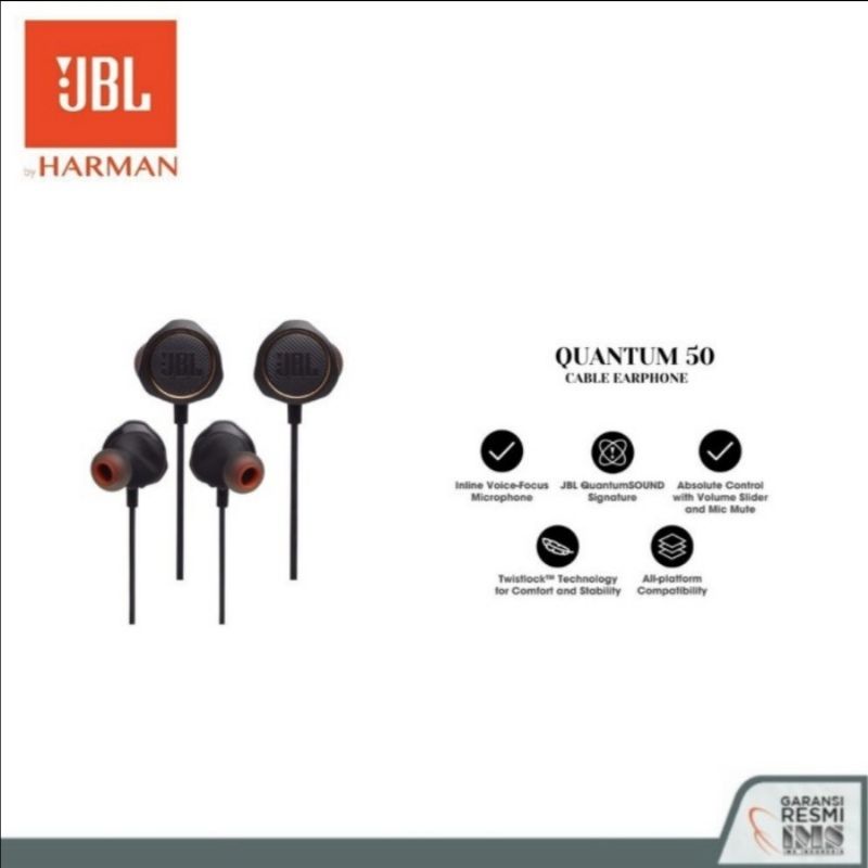 JBL Quantum 50 In-ear Gaming Headset Earphone Gamer with Microphone