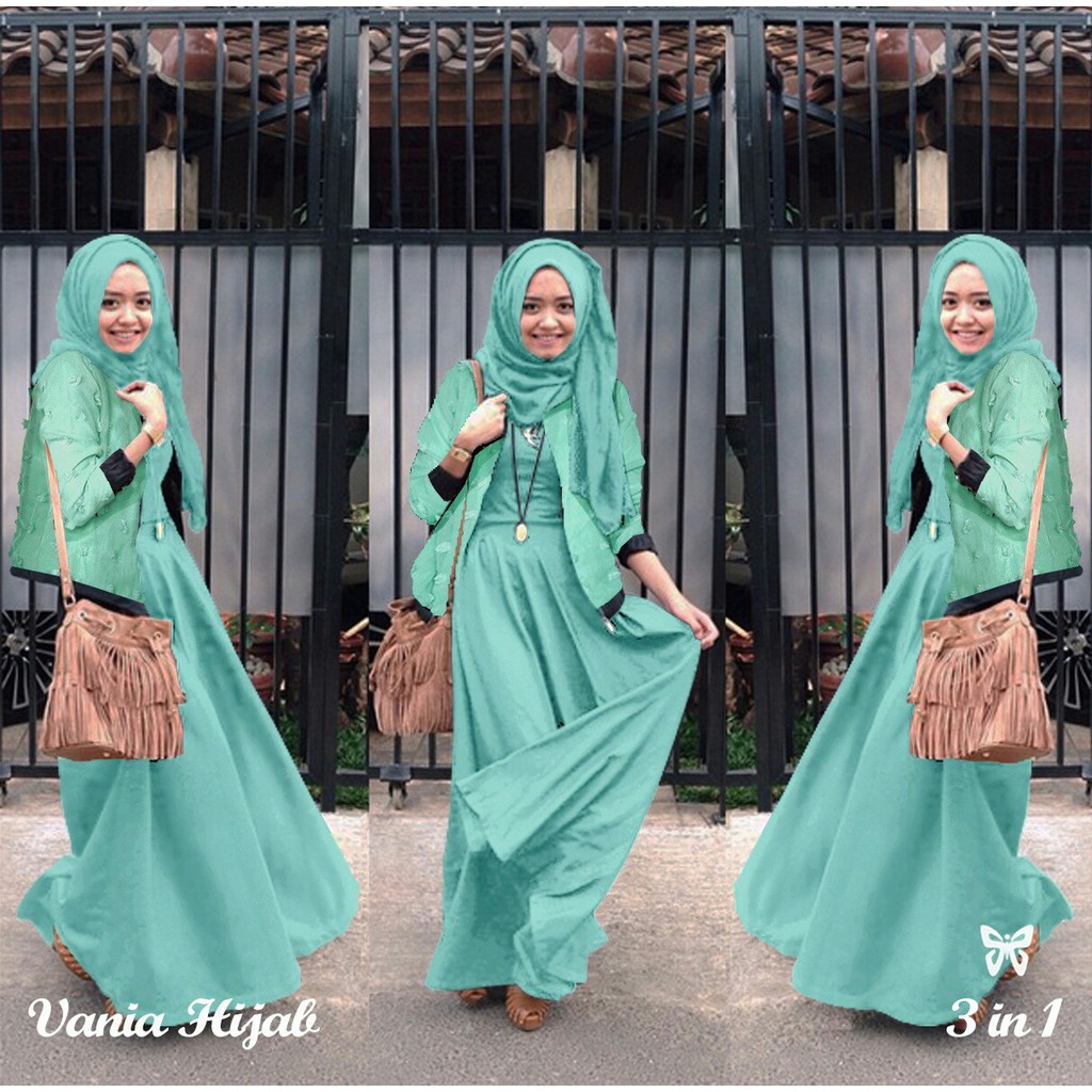 HOPYLOVY Gamis Wanita Vania Set Cardigan Outer Rubiah | NEW COLOURS | Maxi Dress | Fashion Muslim