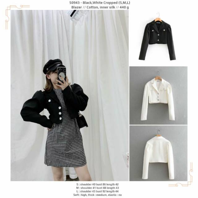 Outer pendek crop polos putih hitam premium