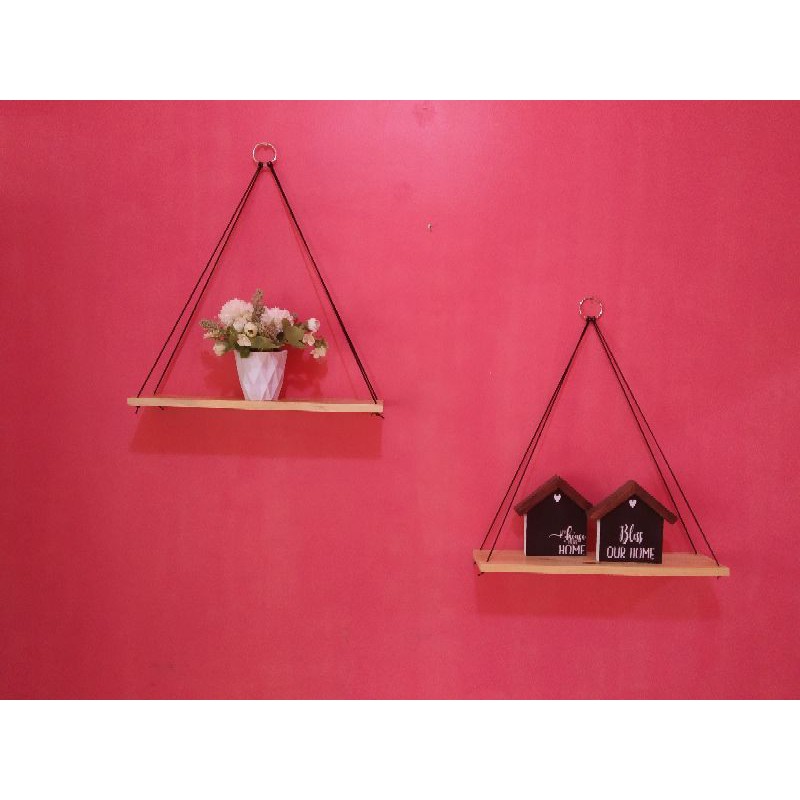 Rak kayu / ambalan kayu tali /rak dinding minimalis /ambalan kayu serbaguna