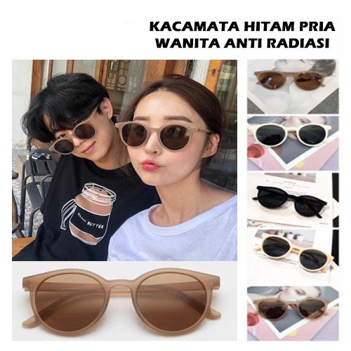 KACAMATA KOREA Anti Radiasi SunGlasses Hitam Kaca Mata Fashion Lensa Retro Bulat Pria Wanita Import