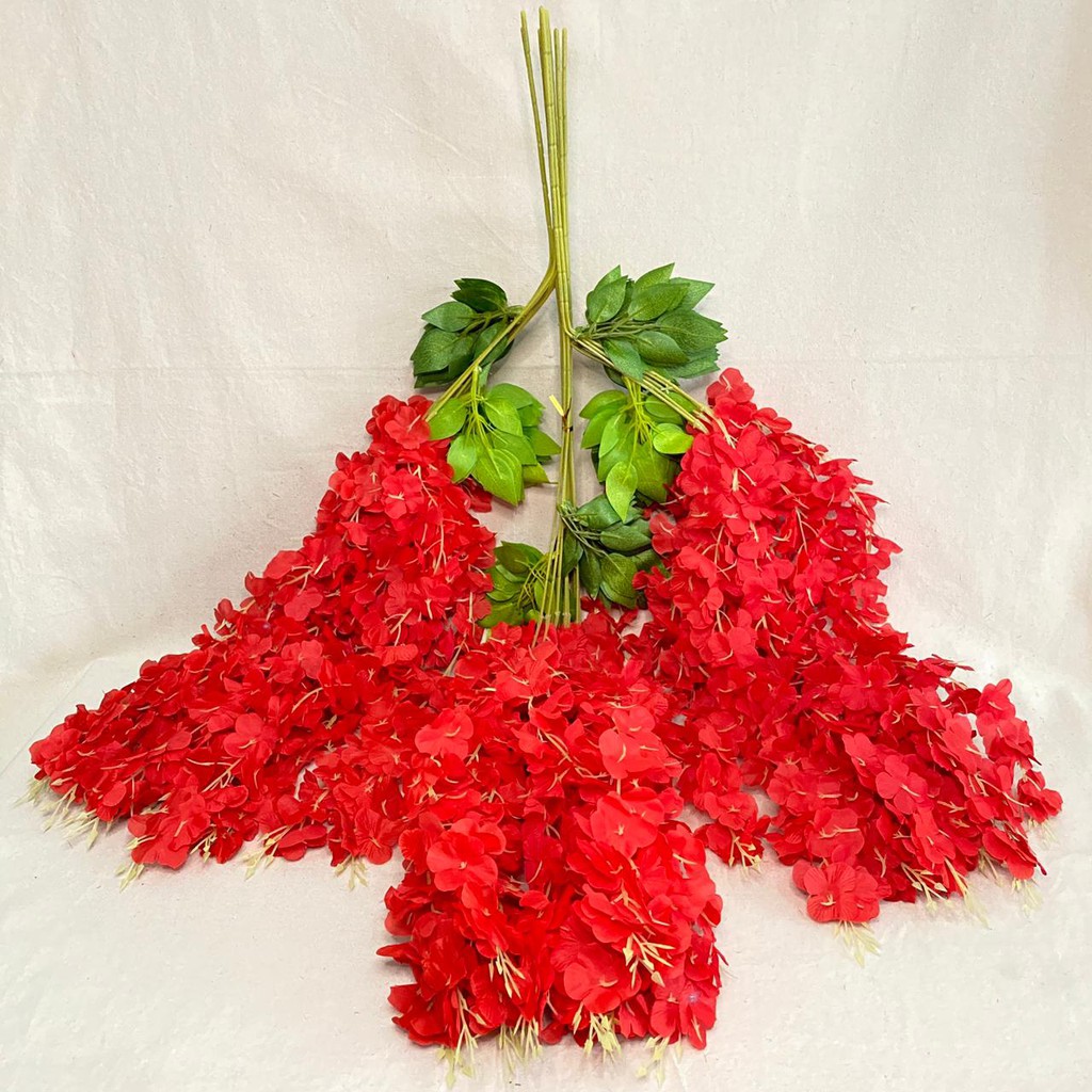 Wisteria Jumbo (lusinan) Bunga Artificial / Bunga Plastik / Bunga Dekorasi / Pernikahan-merah
