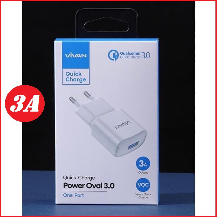 ADAPTOR VIVAN CHARGER POWER OVAL 3.0 18W QUICK FAST CHARGING QC 3.0