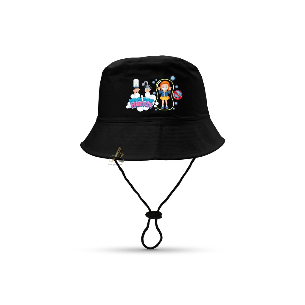 Topi Bucket anak gambar sablon Cuci Tangan/bucket anak cuci tangan