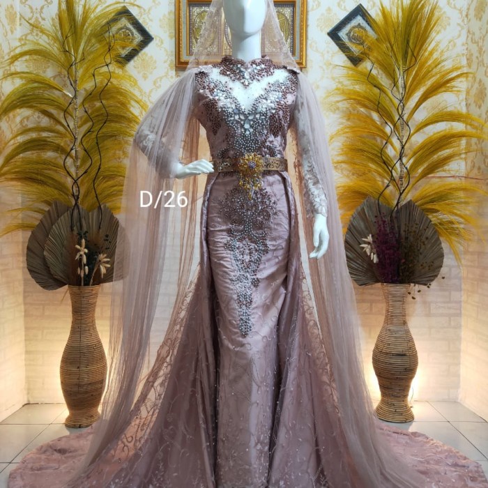 Baju Pengantin Wedding Dress Muslimah Jawa India gaun wedding - rosegold, all size
