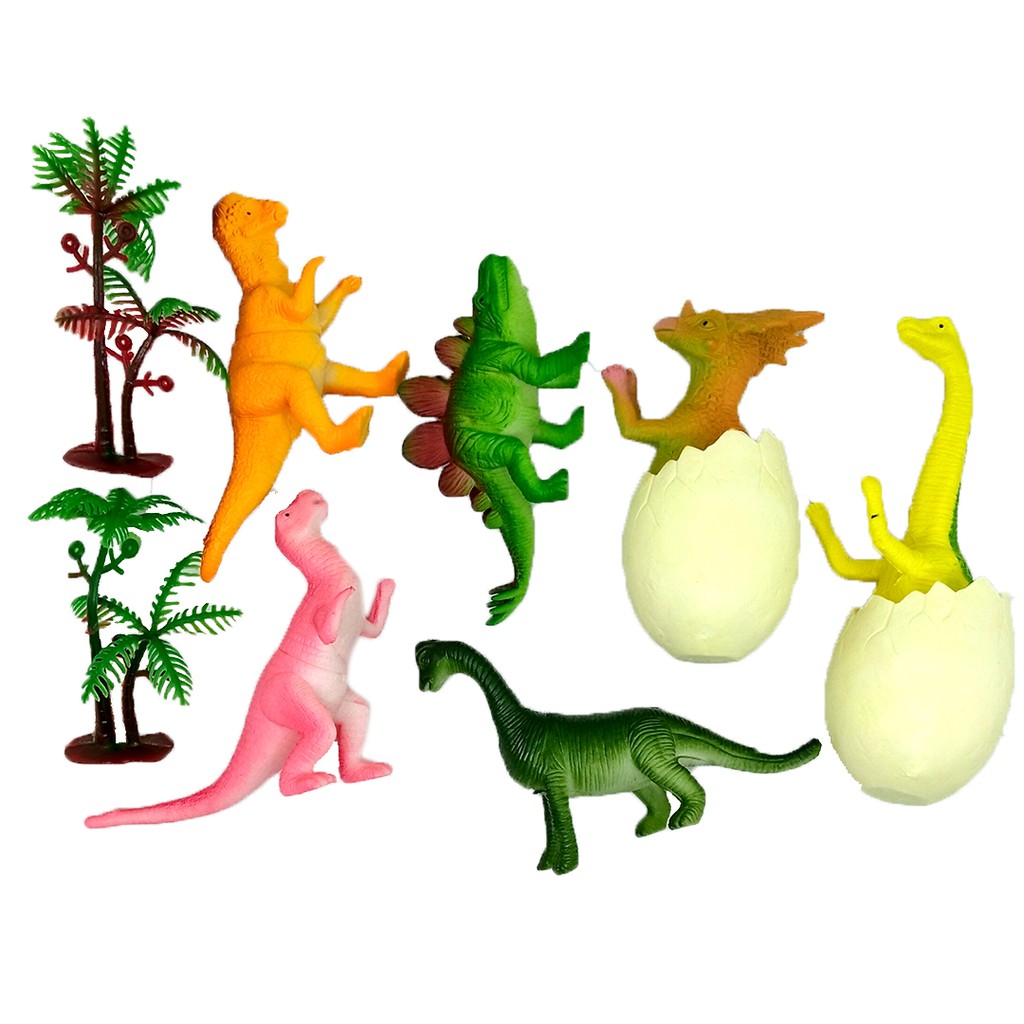 Set Dinosaurus Karet dan Telur Menetas Mainan Miniatur Dino