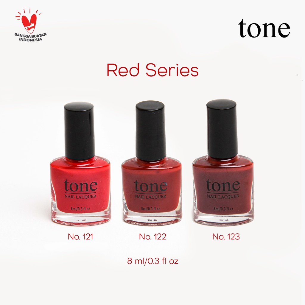 Kutek TONE Red Series Nail Polish BPOM Seri Warna Merah High Quality