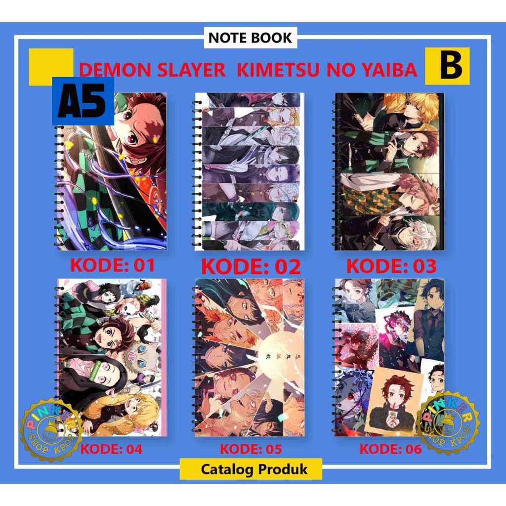 

BUKU TULIS NOTEBOOK A5 SPIRAL ANIME DEMON SLAYER KIMETSU NO YAIBA SERI B ISI POLOS GRID GARIS DOT HVS RING TEBAL 100 HALAMAN