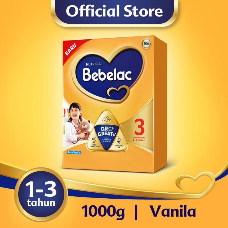 

Bebelac 3 Susu Pertumbuhan Vanila 1000G