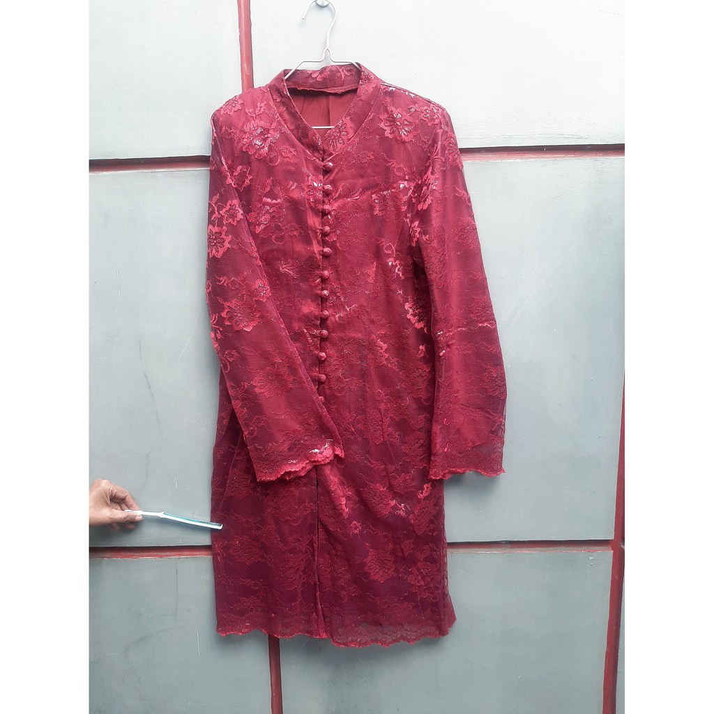  Baju  Kebaya  Atasan Merah  Maroon  Size L Full Furing free 