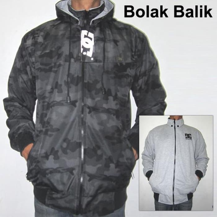 NEW MT JAKET PARASUT BOLAK BALIK DC ARMY LORENG ABU HITAM