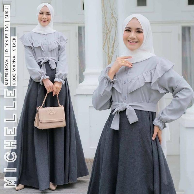 baju gamis wanita muslim terbaru model pesta kekinian busui gamis syari