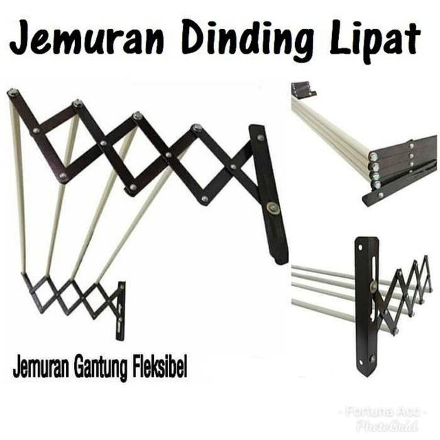 Jemuran Dinding Lipat / Baju / Handuk Serbaguna Stainless Steel