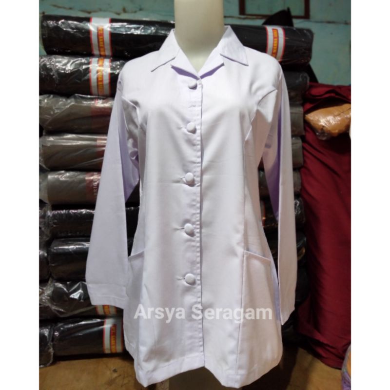 Baju Dinas Wanita Lengan Panjang Baju Dinas Putih Wanita untuk PNS, PPl, Guru, Perawat