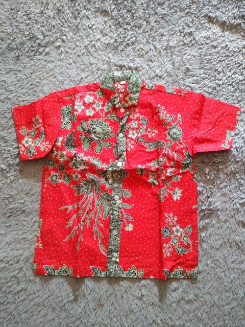 Qnunbatik Batik Keluarga/family Dress Wanita Kd Melati Dasar Warna Merah