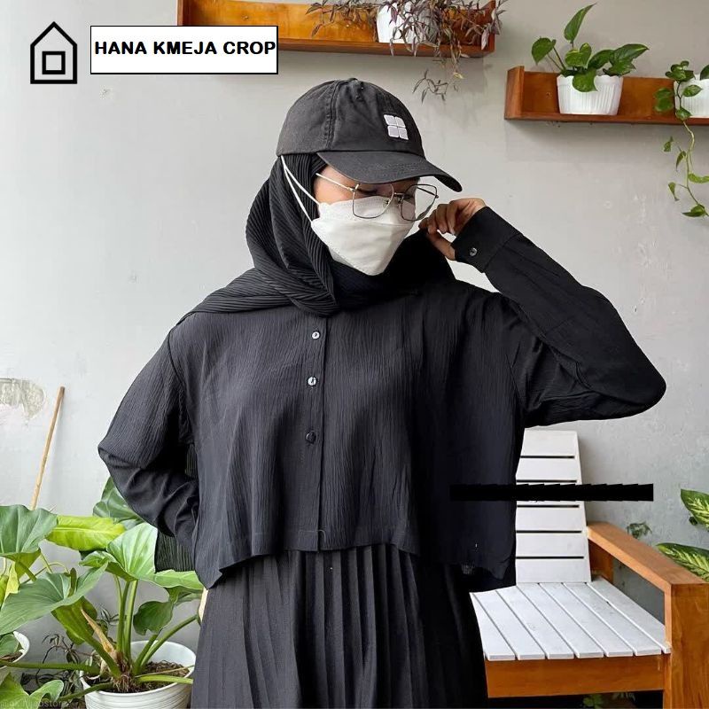 Hanin Kemeja Crop //  kemeja crop crinkle // Atasan Blouse Airflow // Kemeja crinkle Wanita