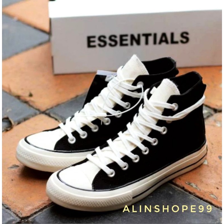 Sepatu Converse HIGH ESSENTIALS Black & Cream Pria Wanita-1