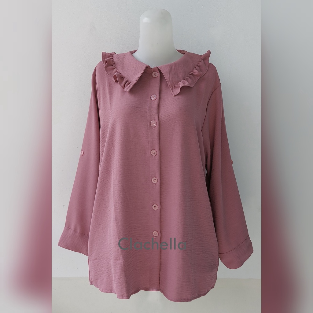 Clachella Blus Atasan Crincle Polos, Baju Atasan Wanita B958605