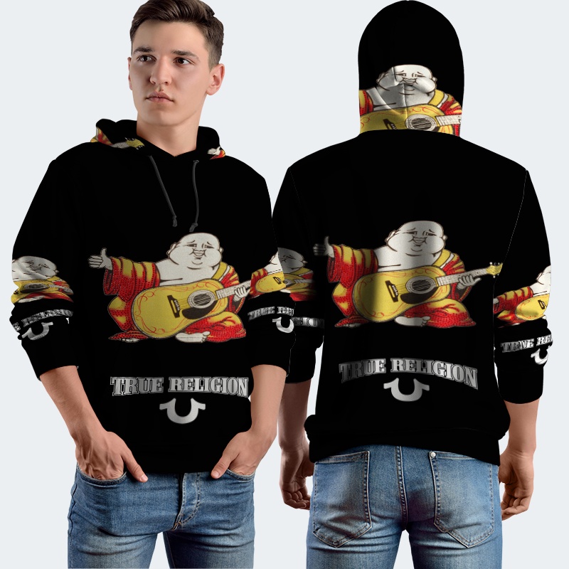 Jaket Hoodie Fullprint True Religion Bahan Polyester Jersey