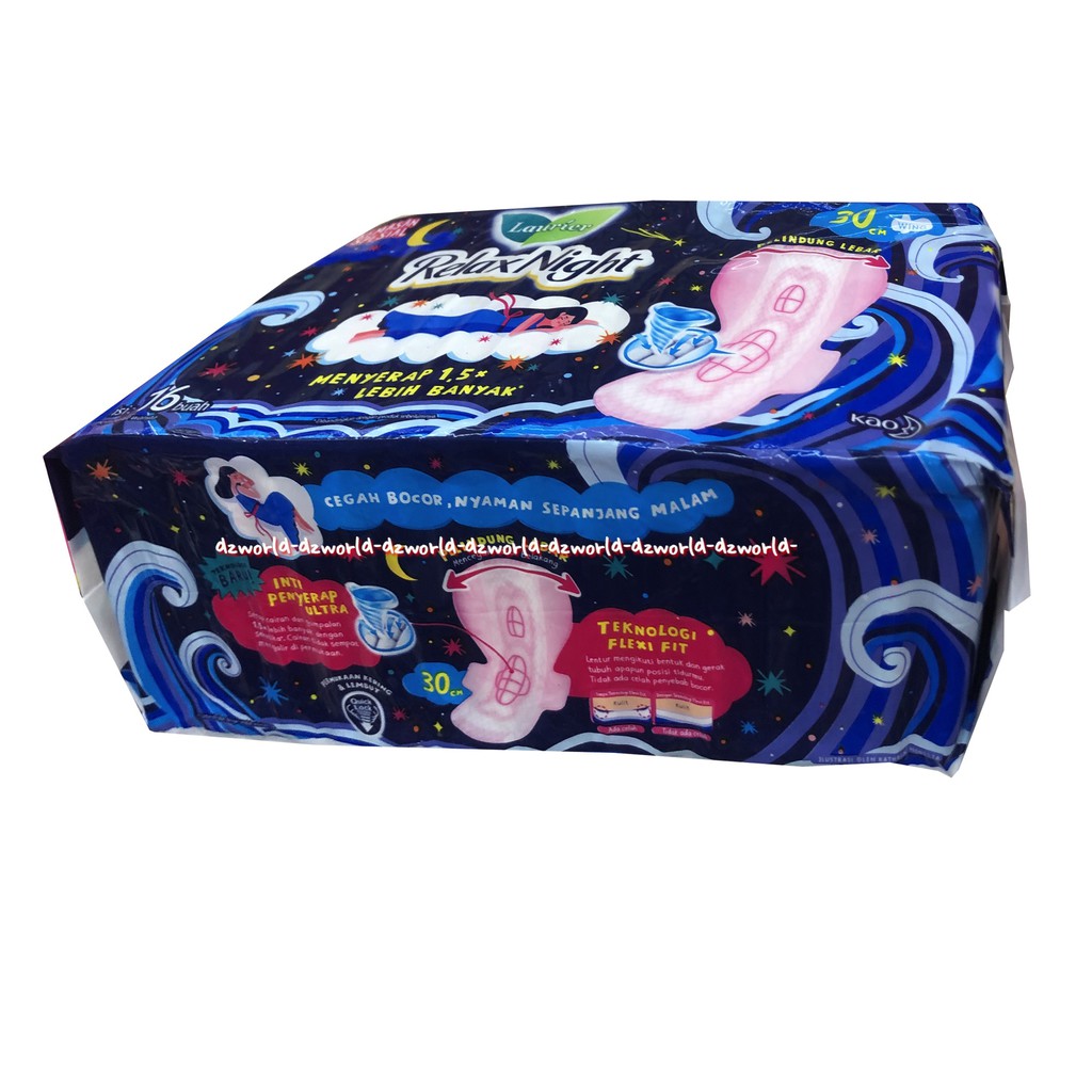 Laurier Relax Night Wing 16pcs Pembalut Wanita Panjang Untuk Malam Hari 30cm Wings