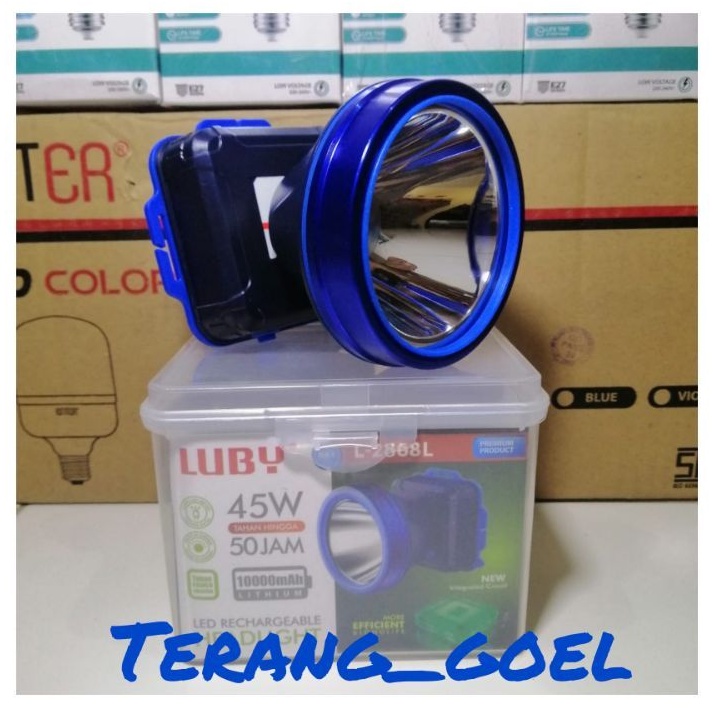 Senter kepala 45 watt LUBY 2868 / Luby Senter Kepala L-2868 Cahaya KUNING DAN PUTIH  / Head Lamp 45 