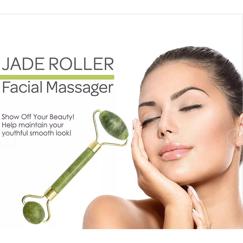 COD❤️Alat Pijat Muka Wajah Jade Roller Guasha Face Massager Facial Message Batu Roller Giok Stone Alat Pengencang