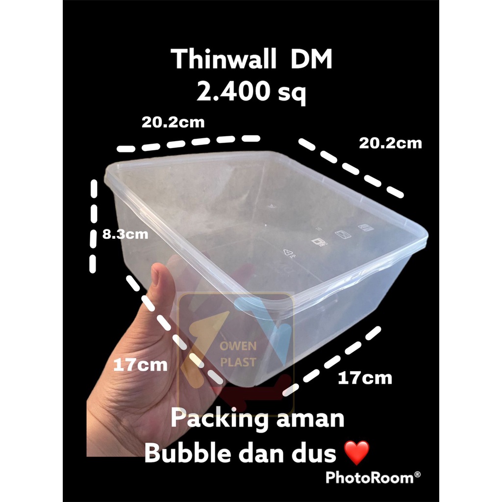 THINWALL DM/KOTAK MAKAN PLASTIK JUMBO MEREK DM 2400ML ISI 25 SET WADAH DAN TUTUP