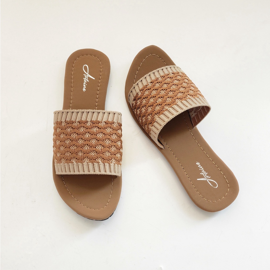 ARLAINE - SALMA sandal teplek wanita / sandal slip on / sandal rajut / sandal anti slip / sendal teplek wanita import