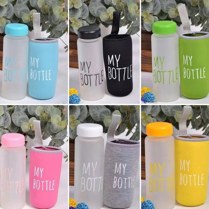 Botol minum my bottle doff + pouch busa / Tempat minum my botol warna - Hitam