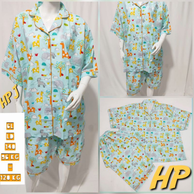 baju tidur jumbo LD 140 bahan katun motif karakter setelan