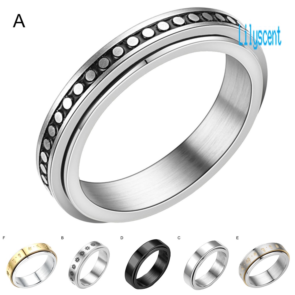 Cincin Jari Luar Bahan Titanium Steel Bentuk Geometris Artistik Dapat Diputar Untuk Unisex