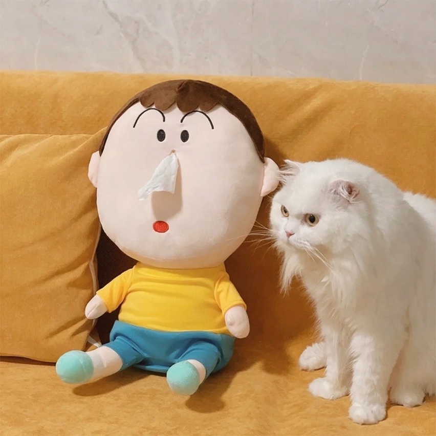 Boneka Crayon Shin-chan Bahan Plush Ukuran 45cm Dengan Kotak Tisu Untuk Dekorasi Rumah