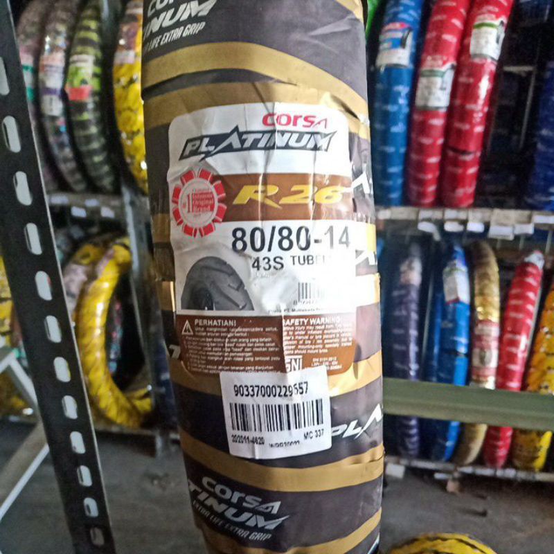 Ban Matic Corsa Platinum R 26 80/80-14, Ban depan Motor Matic Tubeless, Ban depan Mio beat vario