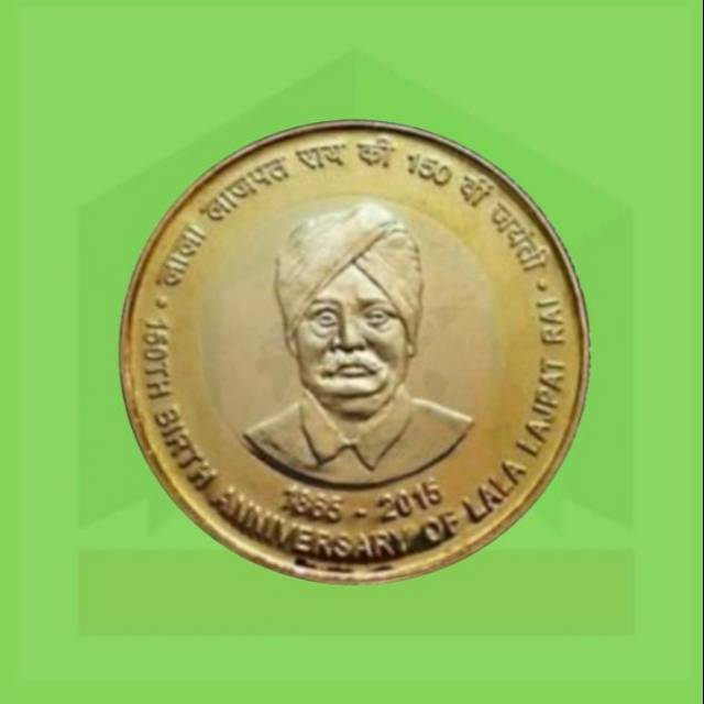 KOIN INDIA 10 RUPEE 2015 UNC BIMETALIC COIN 150th Anniversary of Lala Lajpat Rai Commemorative