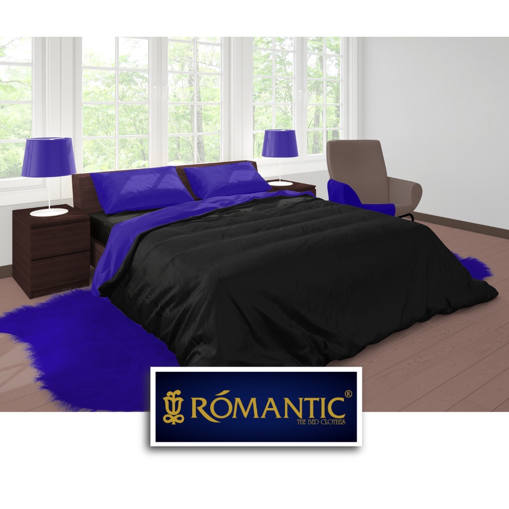 Two Tone Bedcover ROMANTIC Hitam x Ungu aesthetic Bandung